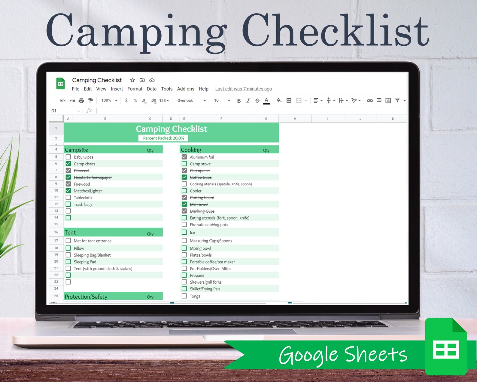 Digital Camping Checklist Google Sheets Camping Planner Etsy