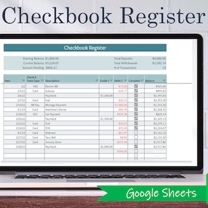 Digital Checkbook Register - Google Sheets | Checkbook Template