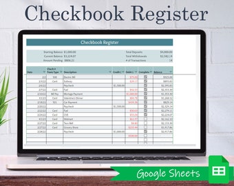 Digital Checkbook Register - Google Sheets | Checkbook Template