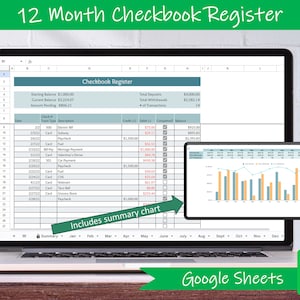 Digitales Scheckbuch Register - Google Sheets | Scheckheft Vorlage
