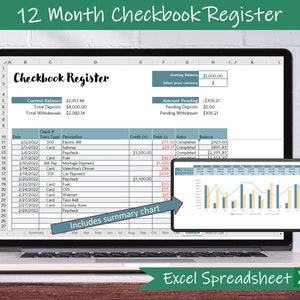Digitales Scheckbuch Register - MS Excel | Scheckheft Vorlage