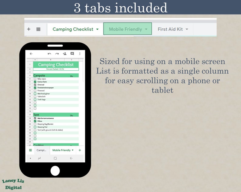 Digital Camping Checklist Google Sheets Camping Planner Etsy