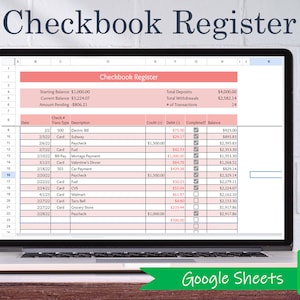 Digitales Scheckbuch Register - Google Sheets | Scheckheft Vorlage