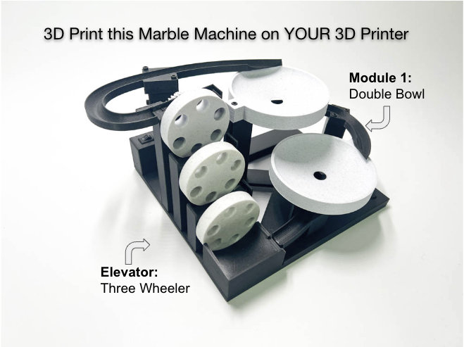 Marble Machine Kinetic Art - STL File for 3D Printing - Digital Download - office desk gadget rolling ball sculpture office decor Marble Run