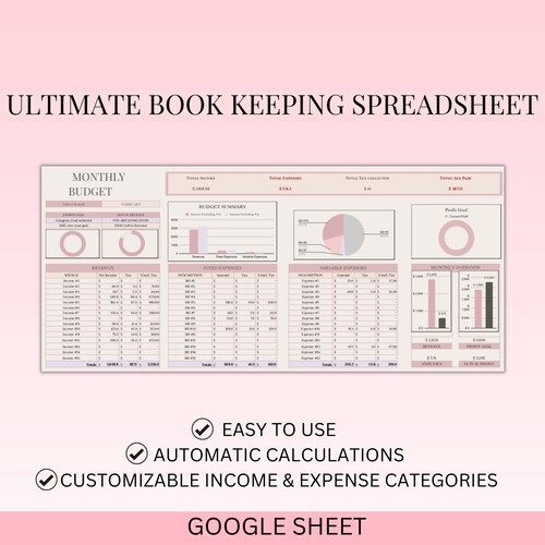 Expense Tracker Spreadsheet Google Sheets Expense Tracker Etsy Australia