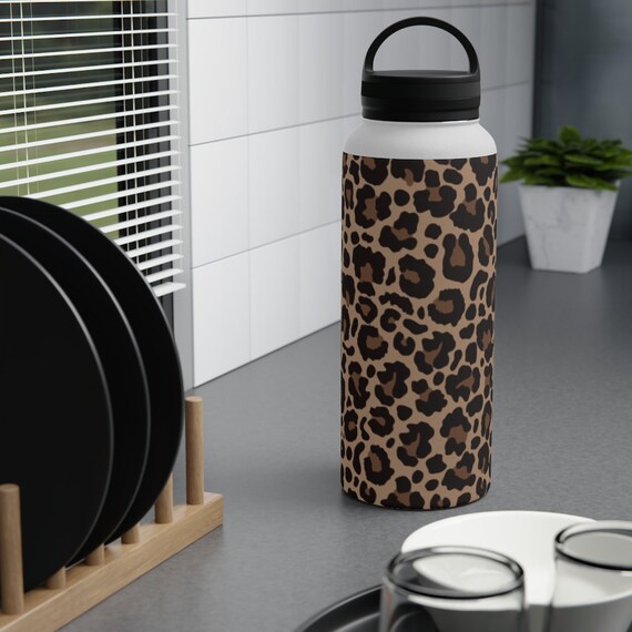 20oz Stainless Steel Water Bottle With Straw - Leakproof Insulated Travel Bottle, Snow Leopard Design