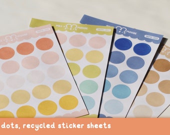 colour coding dots, recycled sticker sheet, multiple colours — mill and mouse stationery