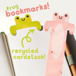 peeking frog bookmark, recycled, back to school stationery — mill and mouse stationery