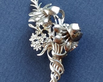 Sterling silver bouquet pin