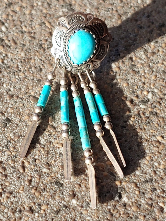 Turquoise Native American pierced earrings. 5 diff
