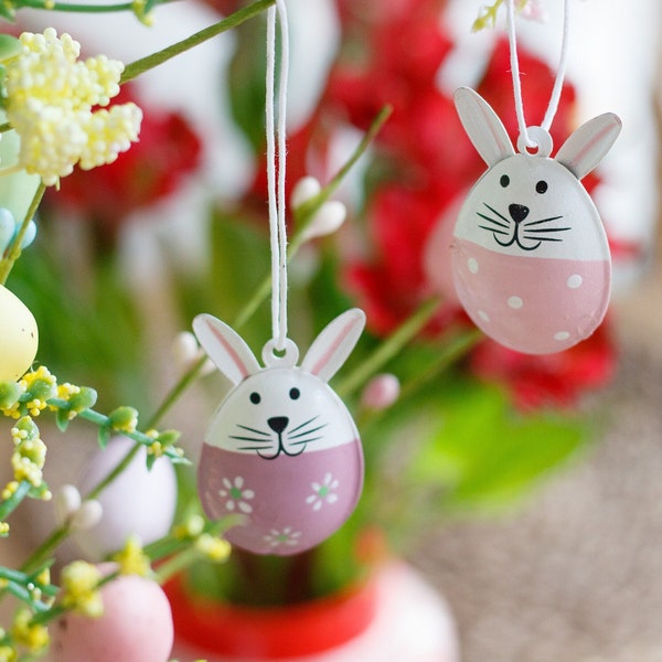 Small Metal Easter Bunny Ornament | Pink or Purple | Easter Tree Ornament