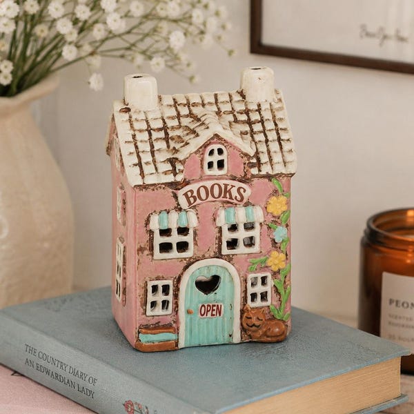 Handmade Ceramic 'Book Shop' Candle Holder | Gifts For Book Lovers | Home Décor