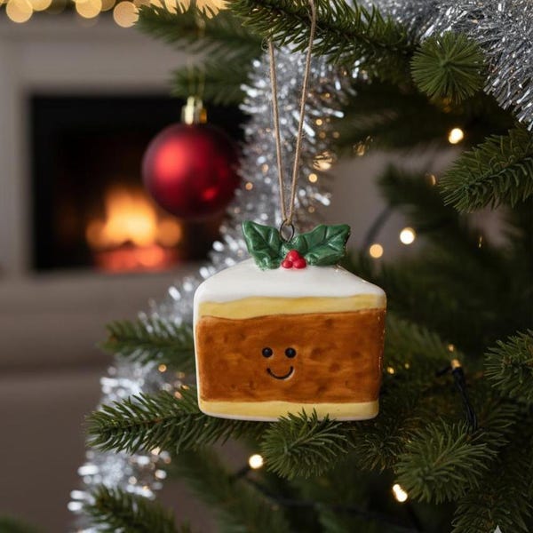 Happy Ceramic Christmas Cake Decoration | Festive Tree Ornament