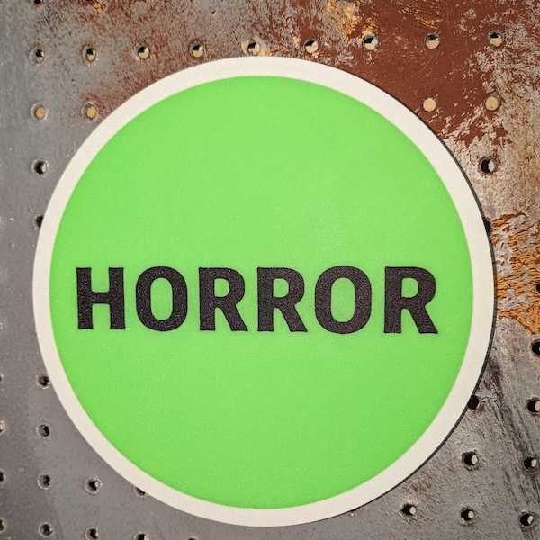 Green and White VHS Horror Movie Rental Sticker Wall Plaque | VHS Movie sign | Horror Sign | Horror Art | Office Decor |