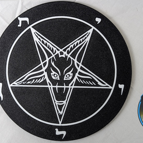 Sigil of Baphomet Wall Art | Pentagram | Black and White Office Decor | Church of Satan