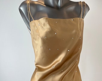 Vintage Jessica Mcclintock Gold Satin Evening Dress - Made in USA - Etsy