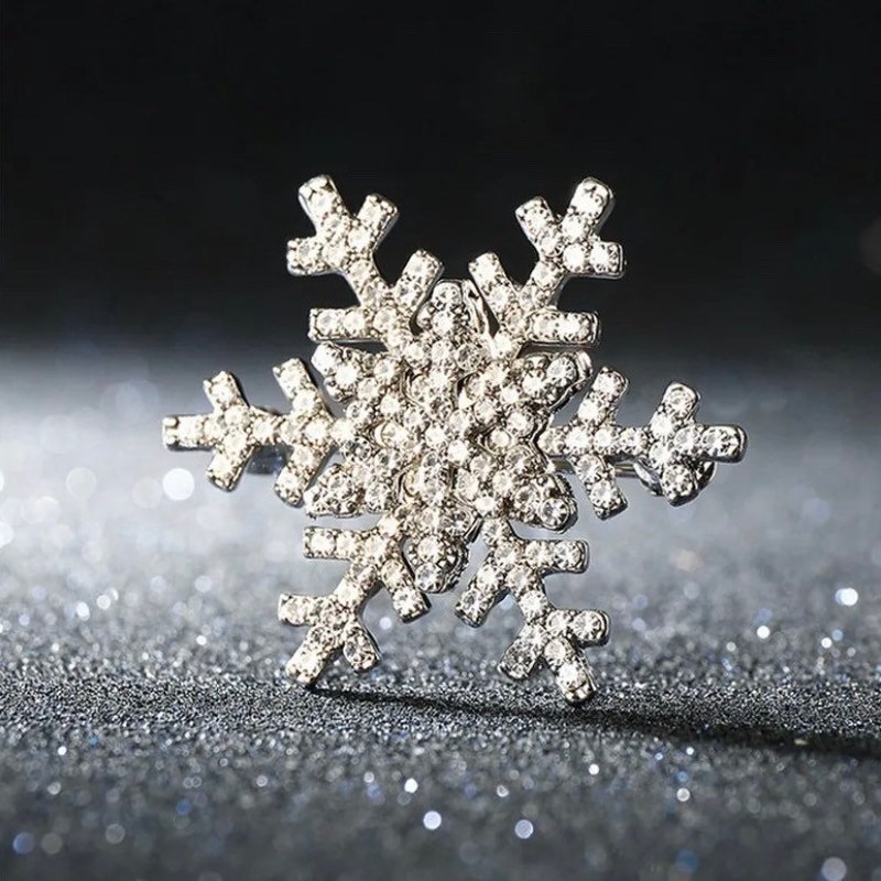 Snowflake Rhinestone Brooch - Etsy