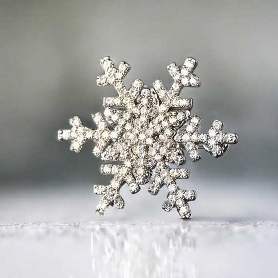 Sparking White Rhinestone Snowflake Brooch Pin, Brooch Pin