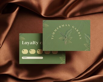 Plantilla de tarjeta de visita mínima de hoja verde, tarjetas de fidelización minimalistas, negocios elegantes y elegantes, tarjeta de visita editable, negocios imprimibles, 75