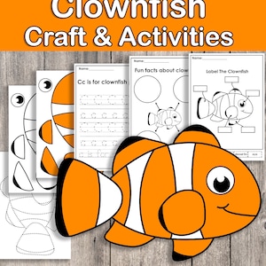 Clownfish printable crafts, homeschool activities, crafts for kids, fish craft, ocean animals, sea creatures, Homeschool Learning