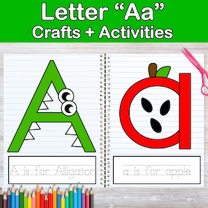 ALFABETO LETRA Manualidad - Letra A - Hojas de trabajo de la letra A - Letra A mayúscula y minúscula Manualidad - calco - actividades para niños pequeños en edad preescolar