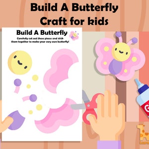 Printable Butterfly  Craft, Spring Paper Craft, kindergarten activity,  Indoor Preschool Activity, Kids Coloring Page, Homeschool Download