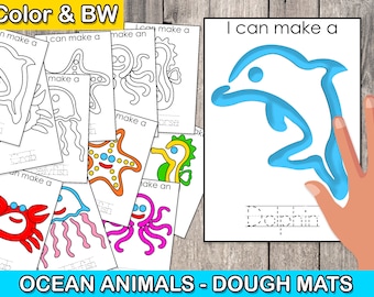 Tapis de pâte à modeler animaux de l'océan, animaux de l'océan, motricité fine, tapis de pâte à modeler, école à la maison, activités pour tout-petits, tout-petit montessori