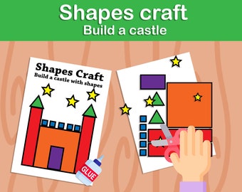Shapes Craft / Build a castle using shapes / Crafts for kids / End of year / Instant download