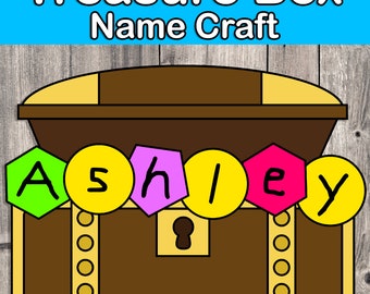 Treasure Chest Name Craft | Pirate Bulletin Board | Summer Activity | Birthday Party Craft | Pirate Birthday Party | Birthday Treasure Hunt