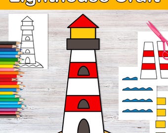 Lighthouse Craft | Cut and Paste | Coloring page | Summer Activity | Beach