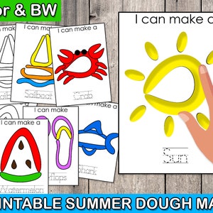 Summer Playdough Mats, Play Dough Fine Motor Skills, playdough mats, toddler activities, Montessori activities, homeschool printables, ESL