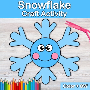 Snowflake Craft, Winter Activity, Montessori, Beginning Scissors Practice, Cutting Practice, Fine Motor Practice, Preschool Printable