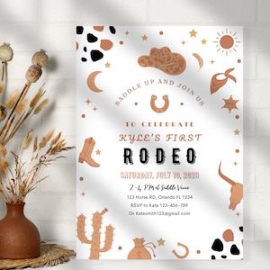Editable My First Rodeo Invitation Cowboy Birthday Invite Wild West invitation Ranch Southwestern Template Printable Instant Download rodeo