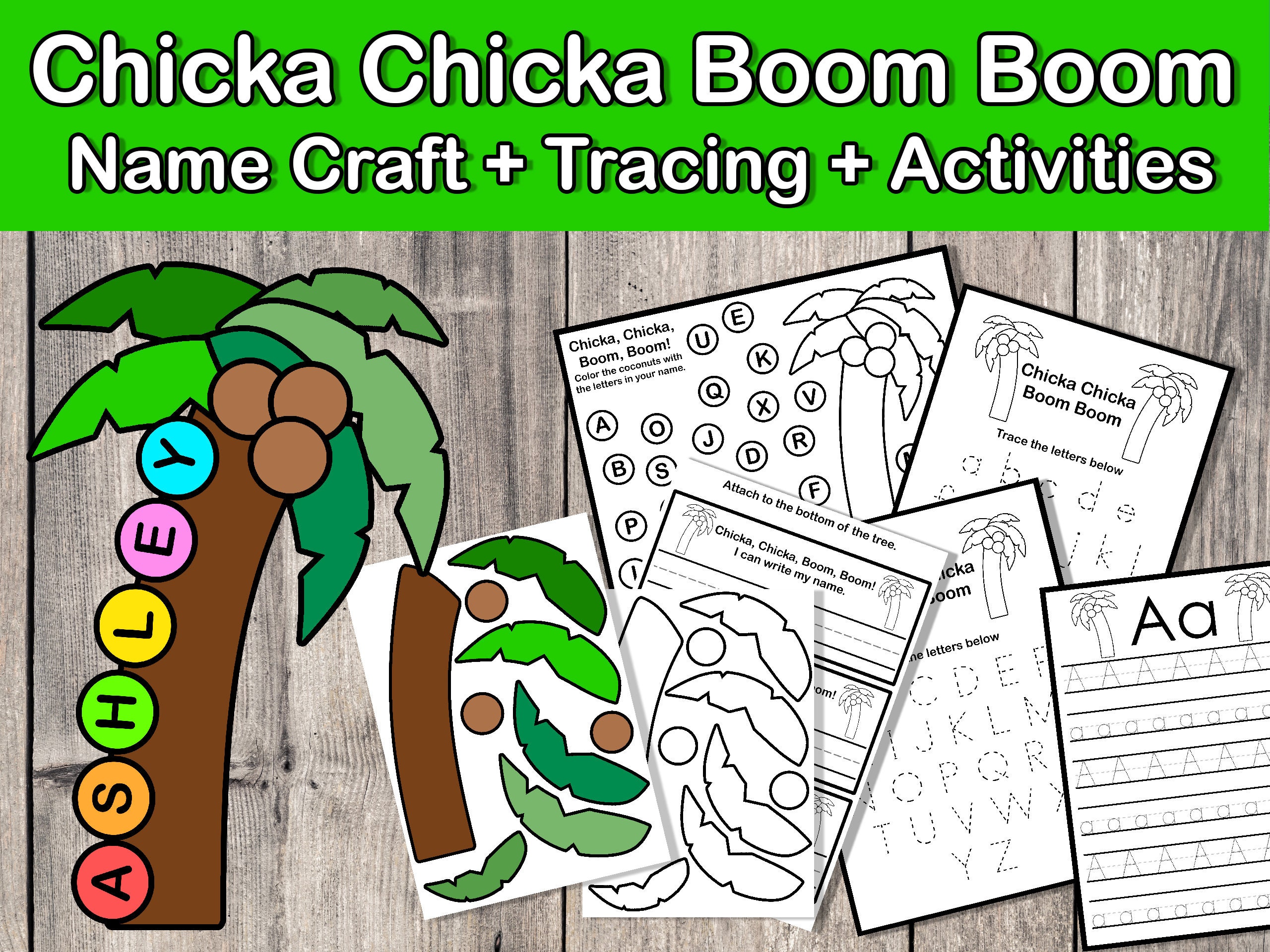 Digital Chicka Chicka Boom Boom Story Companion Name Craft Activities Trace A Z Read Aloud 