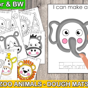 Zoo Animals Play Dough Mats, playdough mats, Fine Motor Skills, homeschool, toddler activities, kindergarten activities, zoo animals, ESL