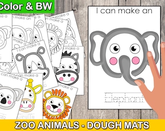 Zoo Animals Play Dough Mats, playdough mats, Fine Motor Skills, homeschool, toddler activities, kindergarten activities, zoo animals, ESL