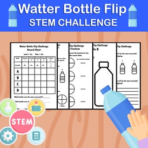 Water Bottle Flip STEM Challenge / End Of The Year Activity / Game Included - Instant download
