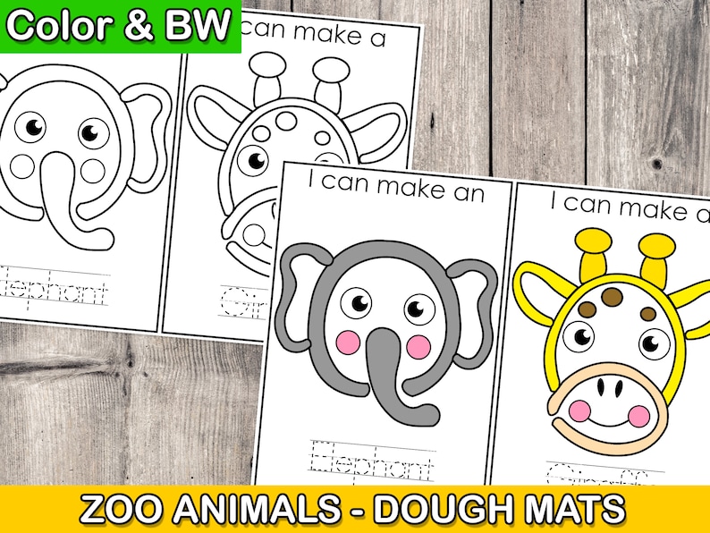 Zoo Animals Play Dough Mats, Playdough Mats, Fine Motor Skills