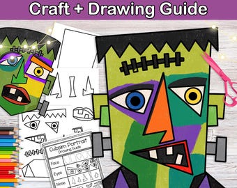 Picasso Frankenstein Cubism Craft and Drawing Guide Halloween Activity Hispanic Heritage Month