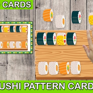 SUSHI PATTERN CARDS Pretend Play Preschool Printable Kindergarten Printable Preschool Activity PreK Printable Toddler Activity Busy Book
