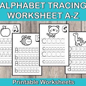 Alphabet Tracing Worksheets Handwriting Practice Preschool Worksheets Homeschool Printable ABC Handwriting Practice Trace A-Z Trace Letters