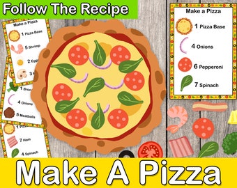 Machen Sie eine Pizza, Rollenspiel, Aktivitäten für Kleinkinder, beschäftigtes Buch, Ausdrucke für zu Hause, Vorschulaktivitäten, Ausdrucke für den Kindergarten