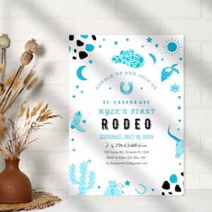 Editable My First Rodeo Invitation Cowboy Birthday Invite Wild West invitation Ranch Southwestern Template Printable Instant Download rodeo