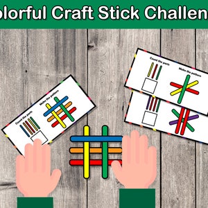 Montessori Printable Craft Sticks Preschool Activity Toddler Activities Craft Stick Patterns Homeschool Printables for Kids