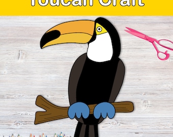 Toucan Craft, Zoo Animal Activity, Rainforest Activity, Animal Craft, Montessori, Beginning Scissors Practice, Fine Motor Practice, Pre K