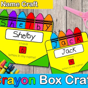 back to school craft, Crayon Box Name Craft, fine motor skills, Kindergarten Activities, Pre-K Activities, Activity For Kids, homeschool