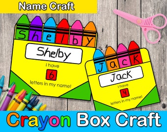 back to school craft, Crayon Box Name Craft, fine motor skills, Kindergarten Activities, Pre-K Activities, Activity For Kids, homeschool