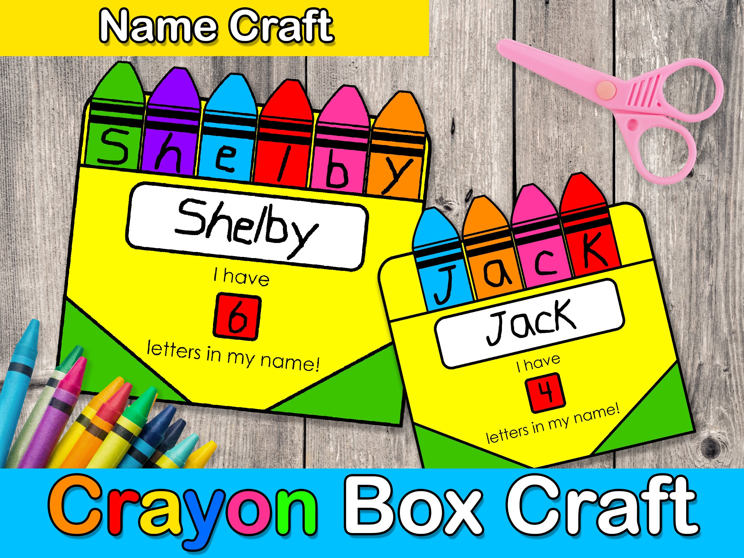 Back to School Craft, Crayon Box Name Craft, Fine Motor Skills