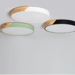 Wood LED ceiling lamp round Dery