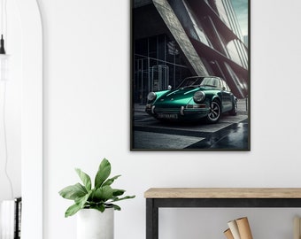 Porsche Poster mit Rahmen | Motorsport Leinwand | Poster mit Metallrahmen | Porsche